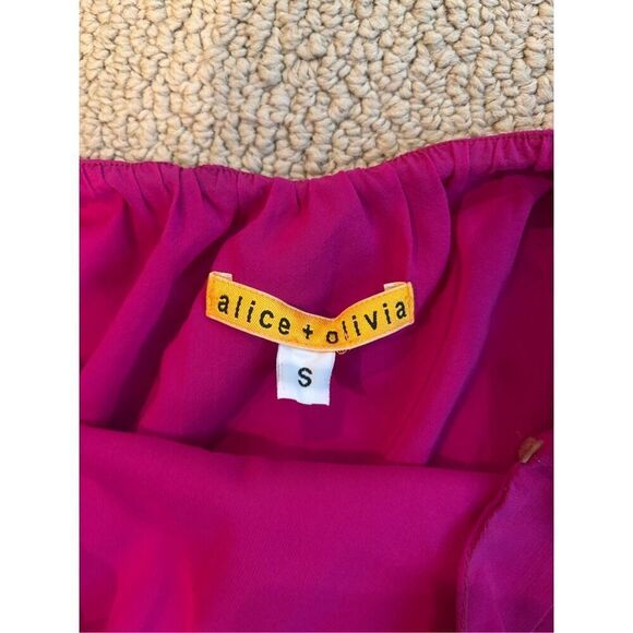 Alice + Olivia 100% silk rosette halter dress - Picture 3 of 5